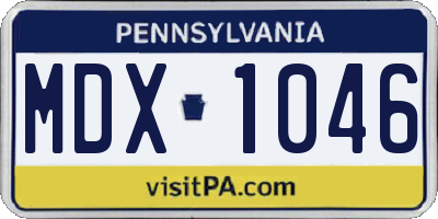 PA license plate MDX1046