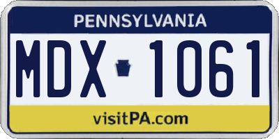 PA license plate MDX1061