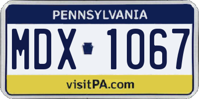 PA license plate MDX1067