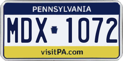 PA license plate MDX1072