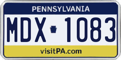 PA license plate MDX1083