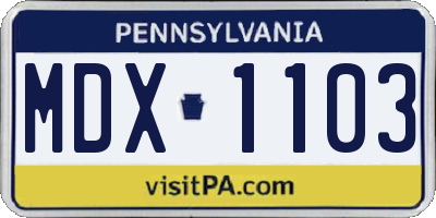 PA license plate MDX1103