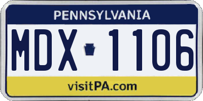PA license plate MDX1106