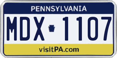 PA license plate MDX1107