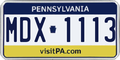 PA license plate MDX1113
