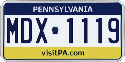 PA license plate MDX1119