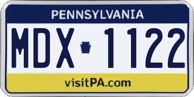 PA license plate MDX1122