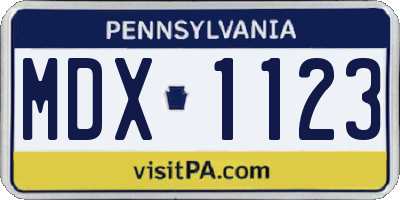 PA license plate MDX1123
