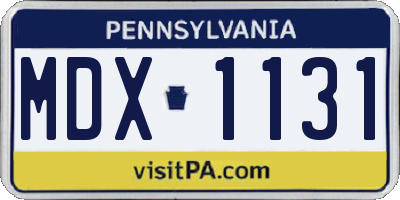 PA license plate MDX1131