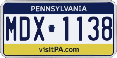 PA license plate MDX1138