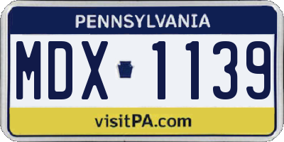 PA license plate MDX1139