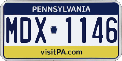 PA license plate MDX1146