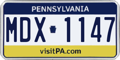 PA license plate MDX1147