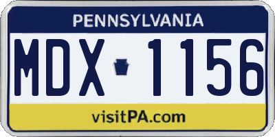 PA license plate MDX1156
