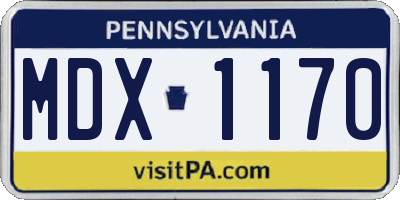 PA license plate MDX1170