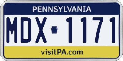 PA license plate MDX1171