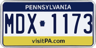 PA license plate MDX1173