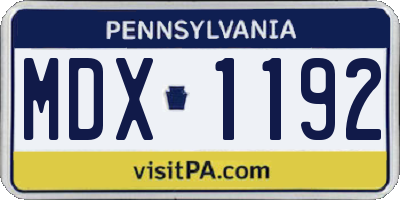 PA license plate MDX1192