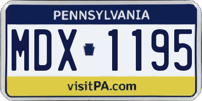 PA license plate MDX1195
