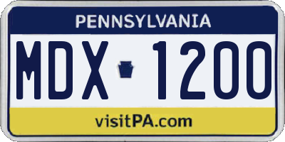PA license plate MDX1200