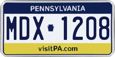 PA license plate MDX1208