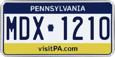 PA license plate MDX1210