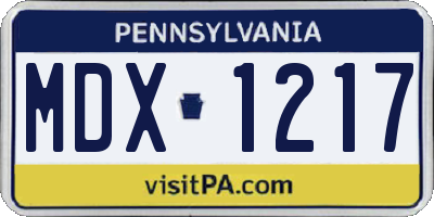 PA license plate MDX1217