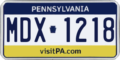 PA license plate MDX1218