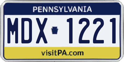 PA license plate MDX1221