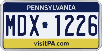 PA license plate MDX1226