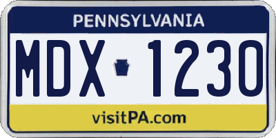 PA license plate MDX1230