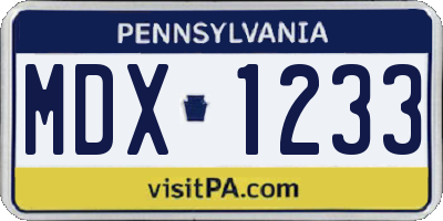 PA license plate MDX1233