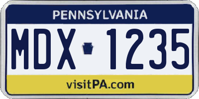 PA license plate MDX1235