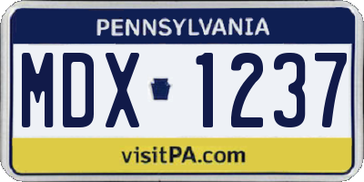 PA license plate MDX1237