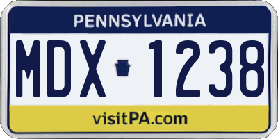 PA license plate MDX1238