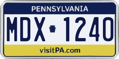 PA license plate MDX1240