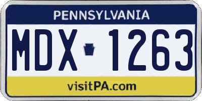 PA license plate MDX1263