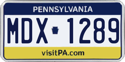 PA license plate MDX1289