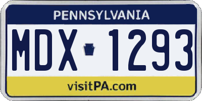 PA license plate MDX1293