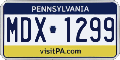 PA license plate MDX1299
