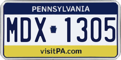 PA license plate MDX1305