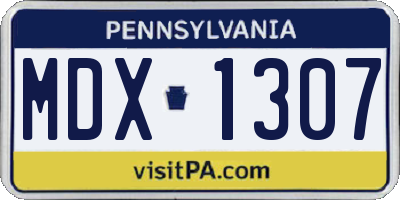 PA license plate MDX1307