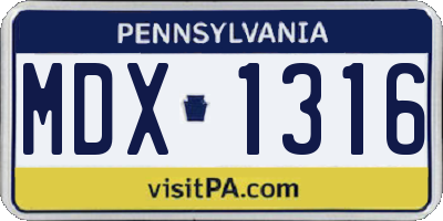 PA license plate MDX1316