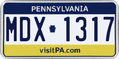 PA license plate MDX1317