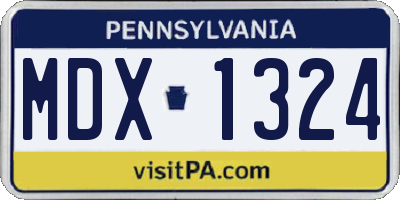 PA license plate MDX1324