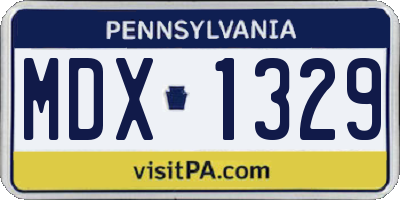 PA license plate MDX1329