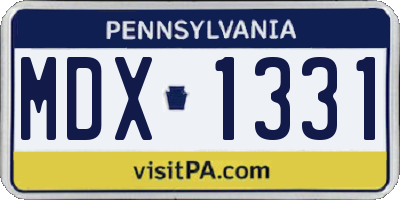 PA license plate MDX1331