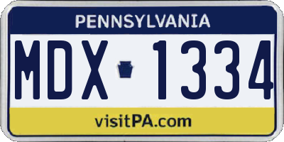 PA license plate MDX1334