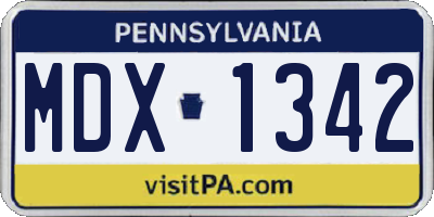 PA license plate MDX1342