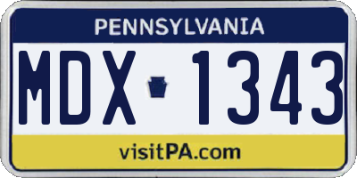 PA license plate MDX1343